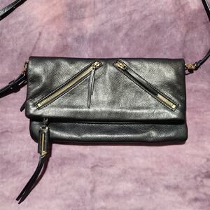 Stella & Dot Covet Waverly Clutch Crossbody Purse Black Soft Leather Wear 4 Ways